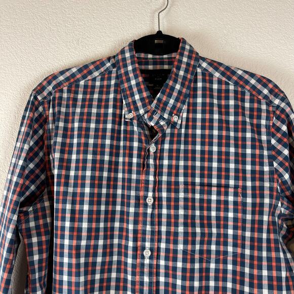 J. Crew Flex Fit Shirt Mens Large Blue Plaid Button Up Long Sleeve Preppy - Picture 2 of 9